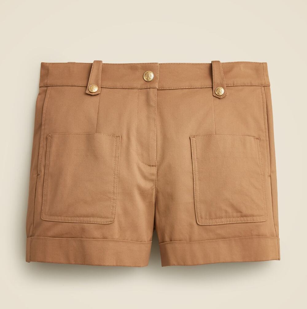 J.Crew Patch-Pocket Suit Shorts Lightweight Chino Camel Gold Button 12 NWOT $98